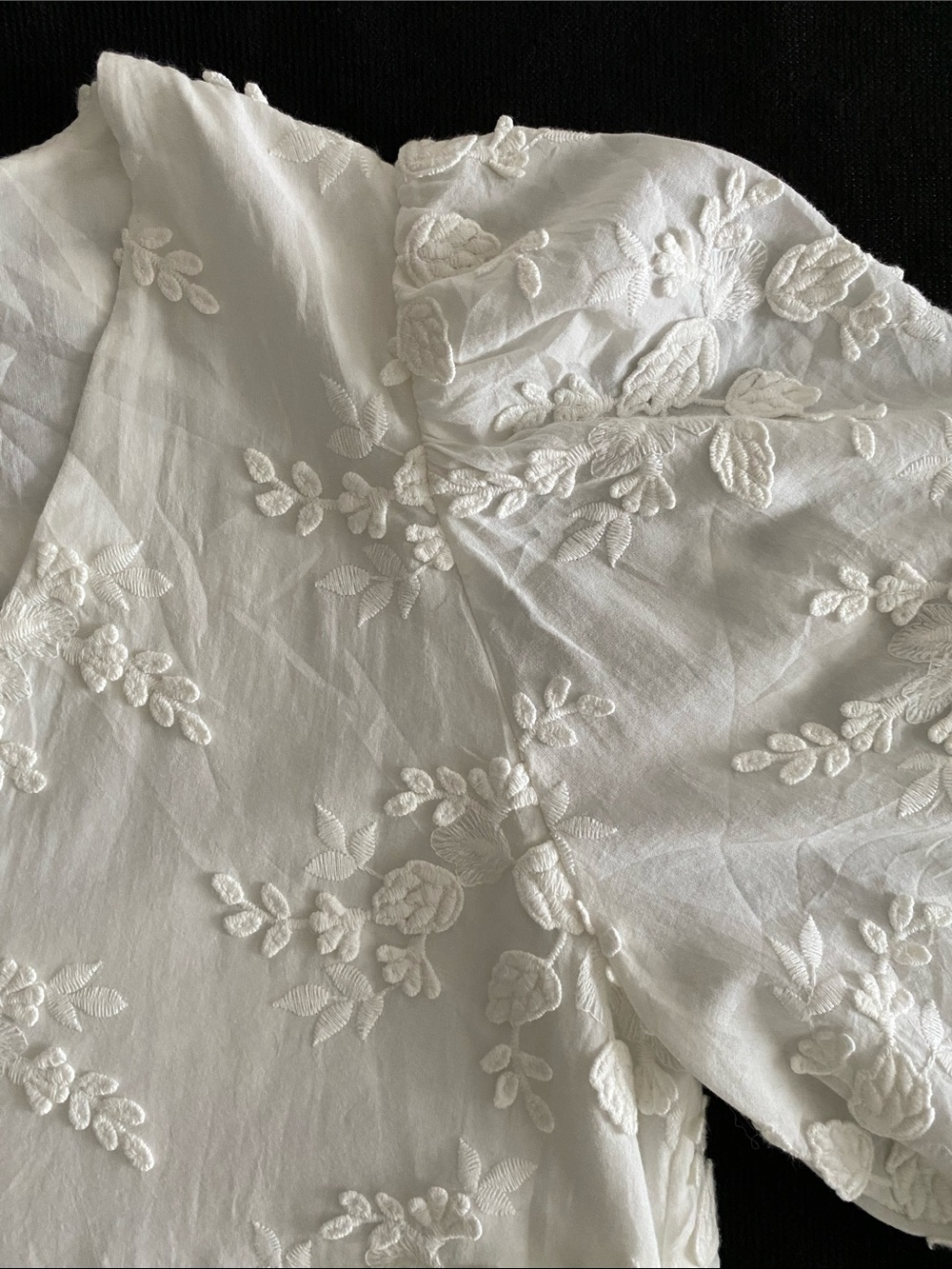 & Other Stories Paris Atelier White Embroidered Tie Front Mini Floral Appliqué 4 - Picture 8 of 16